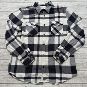 Denim & Supply Ralph Lauren Flannel Shirt Men's XL Black White Plaid Button Down